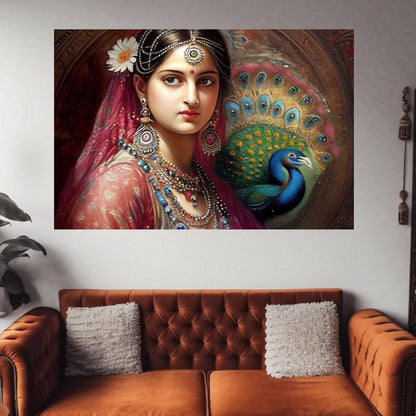 Radha's Peacock HinduOmDesigns Gallery Wrap / 30" x 20" Posters, Prints, & Visual Artwork hindu canvas wall art XRMF9IV6