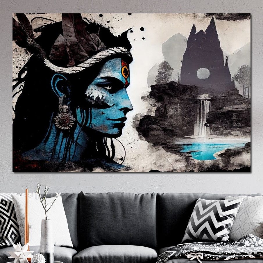 Shiva Waterfall HinduOmDesigns Gallery Wrap / 30" x 20" Posters, Prints, & Visual Artwork hindu canvas wall art KEC87E30
