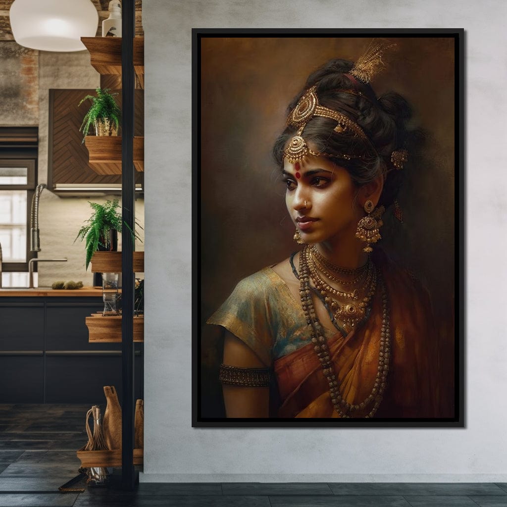 Portrait of Radha HinduOmDesigns Black Floating Frame / 20" x 30" Posters, Prints, & Visual Artwork hindu canvas wall art SLVXVLHF