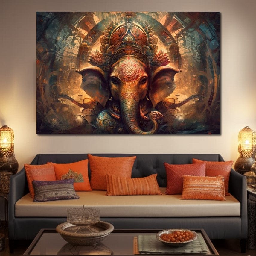 Majestic Ganesha HinduOmDesigns Gallery Wrap / 30" x 20" Posters, Prints, & Visual Artwork hindu canvas wall art WCRNAOOF