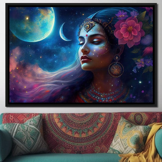 Radha Constellation HinduOmDesigns Black Floating Frame / 30" x 20" Posters, Prints, & Visual Artwork hindu canvas wall art 3QJ9TGO6