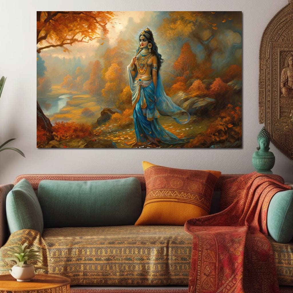 Radha's Autumn HinduOmDesigns Gallery Wrap / 30" x 20" Posters, Prints, & Visual Artwork hindu canvas wall art B9LA118B