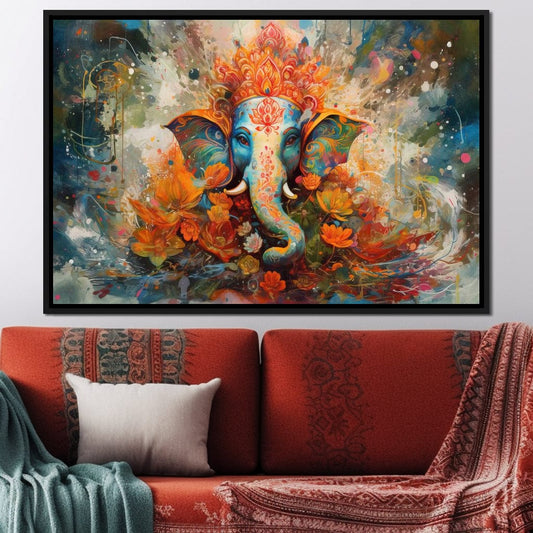 Ganesha's Grace HinduOmDesigns Black Floating Frame / 30" x 20" Posters, Prints, & Visual Artwork hindu canvas wall art SIRGIN9K