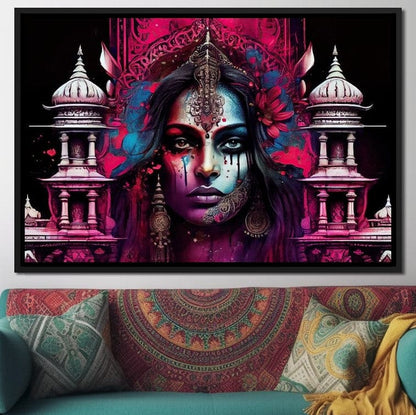 Radha Inspired Art HinduOmDesigns Black Floating Frame / 30" x 20" Posters, Prints, & Visual Artwork hindu canvas wall art Y1IM275G