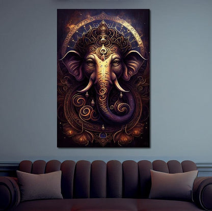 Gold & Purple Ganesh HinduOmDesigns Gallery Wrap / 20" x 30" Posters, Prints, & Visual Artwork hindu canvas wall art