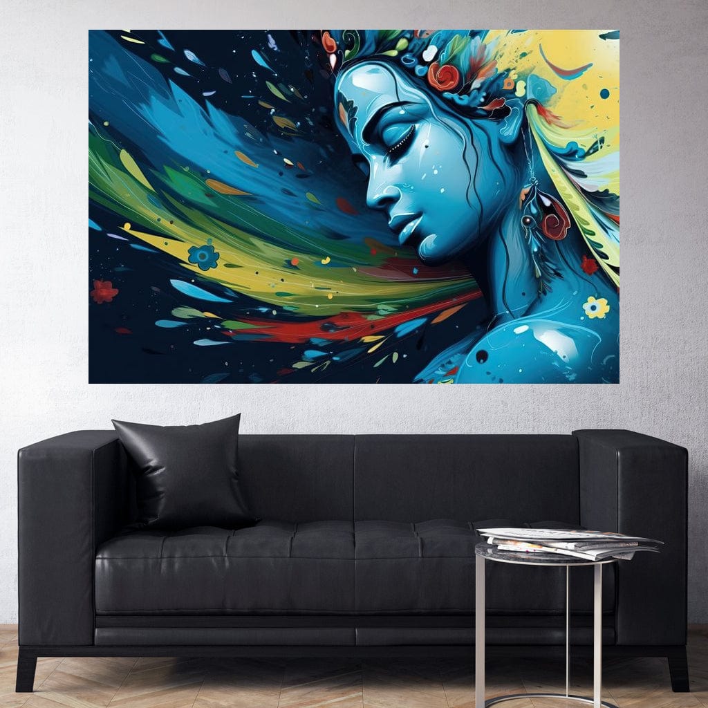 Blue Krishna HinduOmDesigns Gallery Wrap / 30" x 20" Posters, Prints, & Visual Artwork hindu canvas wall art Y6QW152W