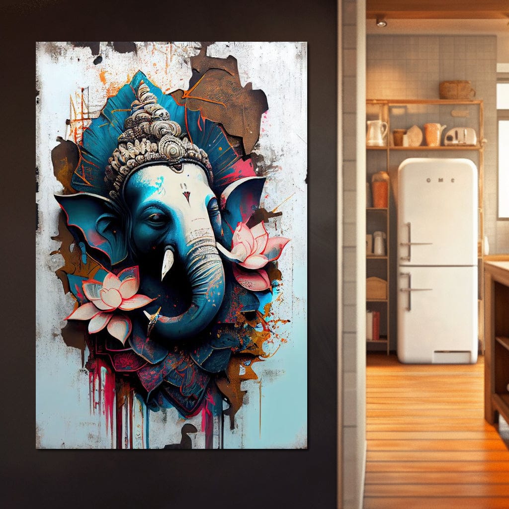 Blue Ganesh Portrait HinduOmDesigns Gallery Wrap / 20" x 30" Posters, Prints, & Visual Artwork hindu canvas wall art 3OQEPIT4