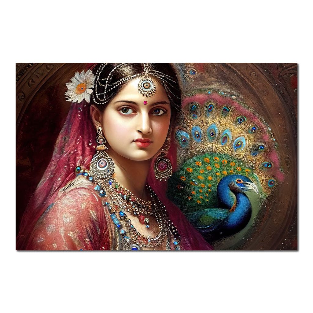 Radha's Peacock HinduOmDesigns Poster / 30" x 20" Posters, Prints, & Visual Artwork hindu canvas wall art 3ML8MHED