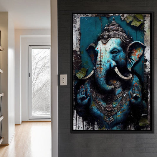 Wise Ganesha HinduOmDesigns Black Floating Frame / 20" x 30" Posters, Prints, & Visual Artwork hindu canvas wall art 2HNXKFO3