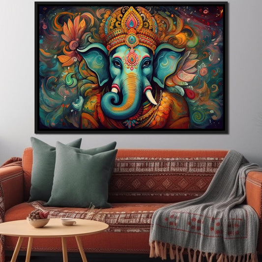 Mystic Ganesha HinduOmDesigns Black Floating Frame / 30" x 20" Posters, Prints, & Visual Artwork hindu canvas wall art 861NF0GG