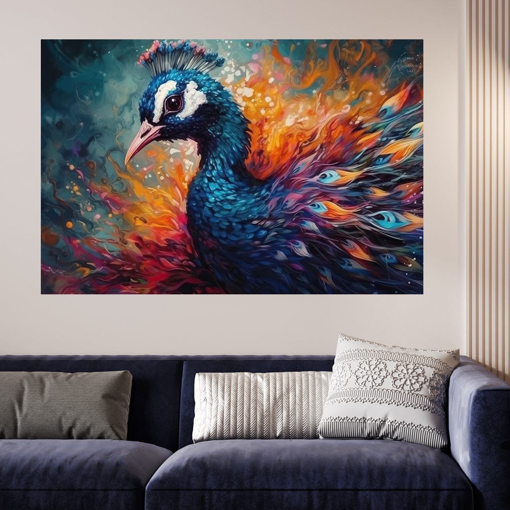 Vibrant Peacock HinduOmDesigns Gallery Wrap / 20" x 30" Posters, Prints, & Visual Artwork hindu canvas wall art O6AFZ6RI