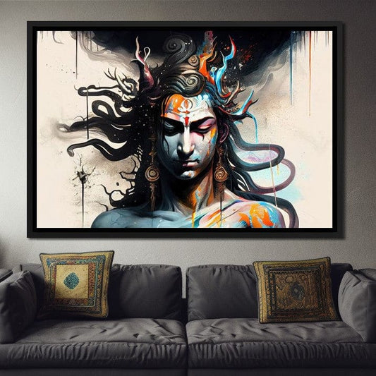 Sacred Shiva HinduOmDesigns Black Floating Frame / 30" x 20" Posters, Prints, & Visual Artwork hindu canvas wall art OUB61Q8C