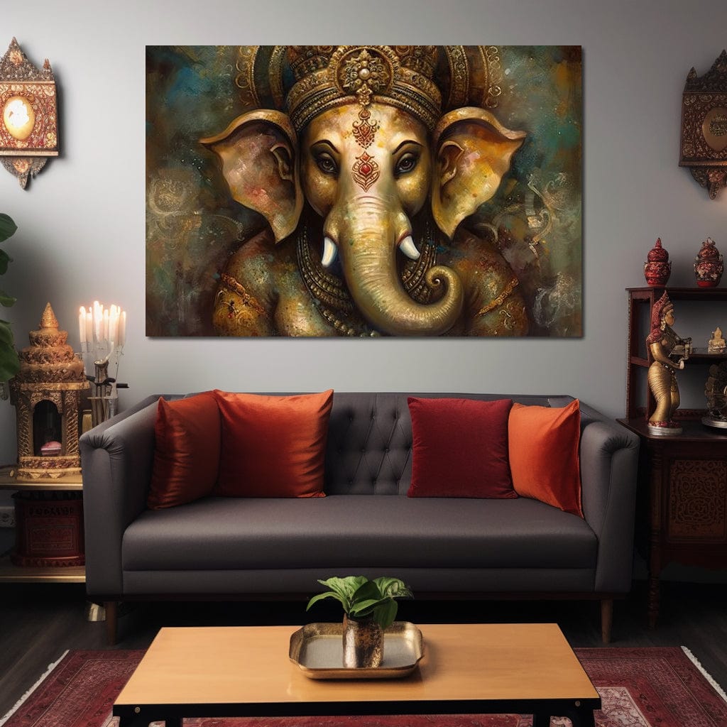 Ganesha's Intelligence HinduOmDesigns Gallery Wrap / 30" x 20" Posters, Prints, & Visual Artwork hindu canvas wall art WD973WHW