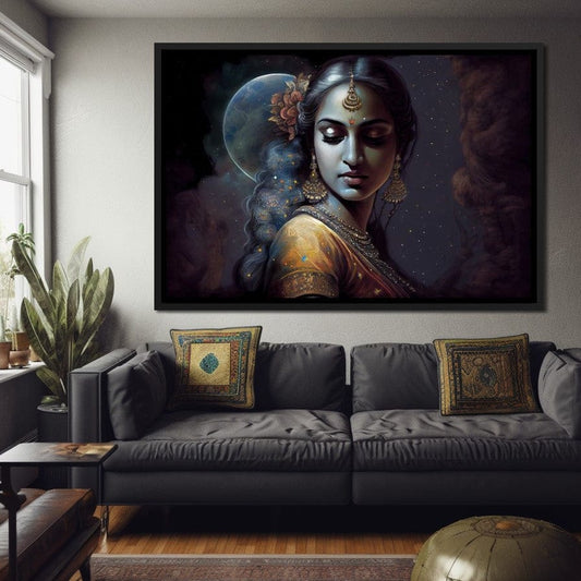 Radha Mystical Charm HinduOmDesigns Black Floating Frame / 30" x 20" Posters, Prints, & Visual Artwork hindu canvas wall art 4M9NH4HU