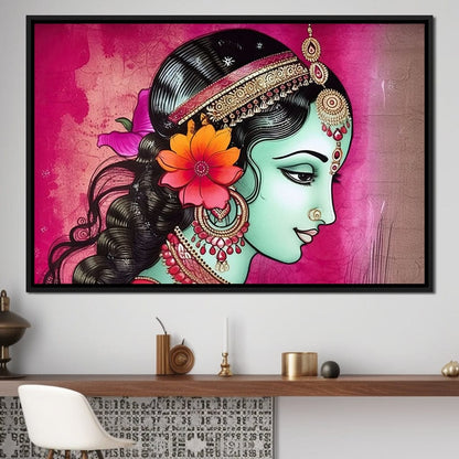 Radha's Grace HinduOmDesigns Black Floating Frame / 30" x 20" Posters, Prints, & Visual Artwork hindu canvas wall art T9U6LP32