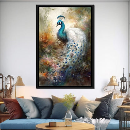 Peacock Serenity HinduOmDesigns Black Floating Frame / 20" x 30" Posters, Prints, & Visual Artwork hindu canvas wall art ZBVAGNDR