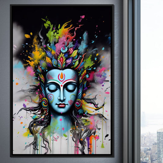 Heavenly Shiva HinduOmDesigns Black Floating Frame / 20" x 30" Posters, Prints, & Visual Artwork hindu canvas wall art 1T00RO9X